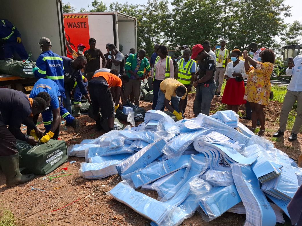 EC burns faulty ballot papers for Ahafo and Volta regions (video)