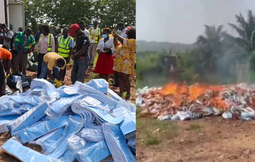 Burning of faulty ballot papers for Ahafo and Volta regions