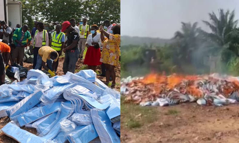 Burning of faulty ballot papers for Ahafo and Volta regions