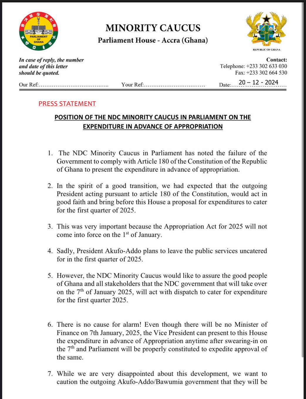 NDC MPs assure ‘no cause for alarm’ as finance minister fails to present mini budget