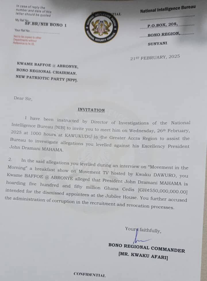 NIB summons Abronye over claim Mahama gov’t ‘stole’ ₵550M for dismissed appointees