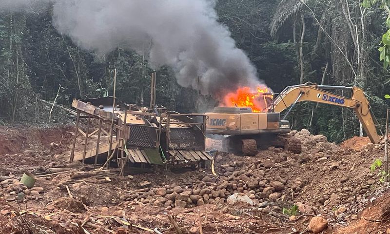 Excavators burnt by anti-galamsey taskforce