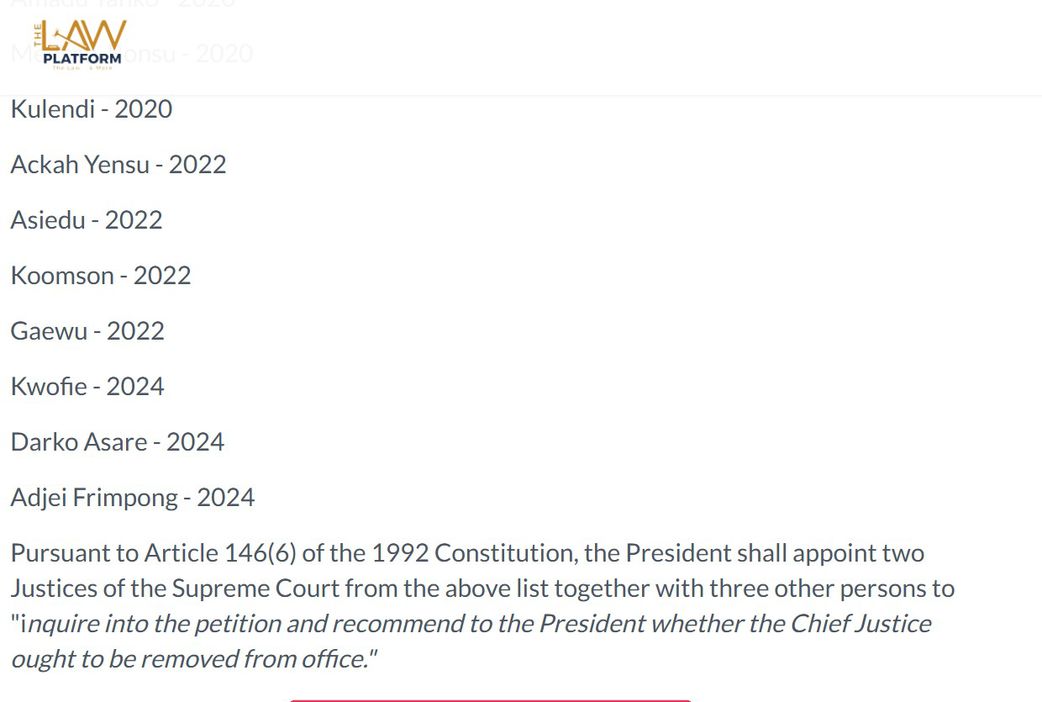 Pres. Mahama reportedly set to suspend CJ Torkonoo amid removal petitions