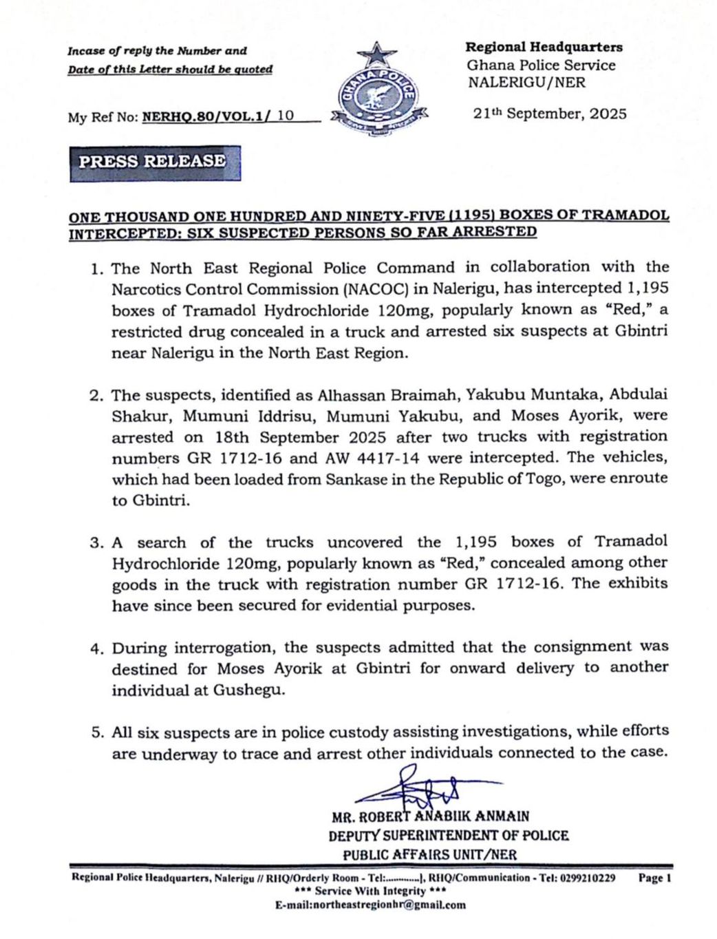 Police Statement