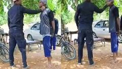 A police officer assaulting a suspected