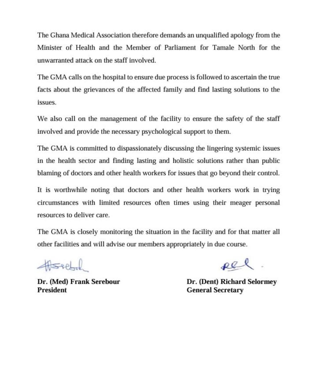 GMA blasts health minister over dismissal of Tamale hospital CEO, staff abuse