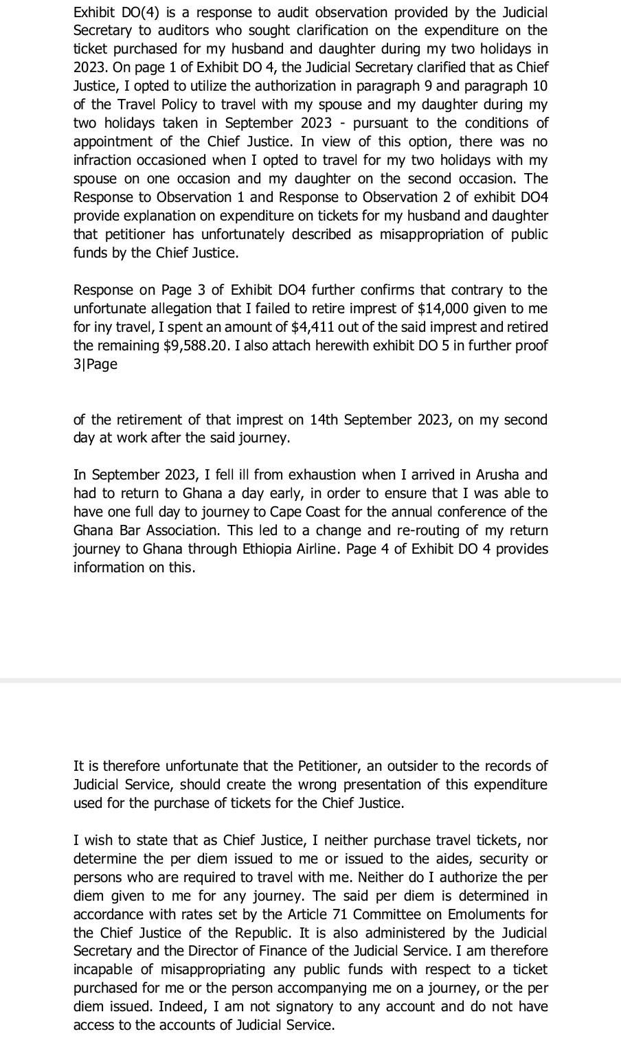 Chief Justice defends travel expenses, per diem payments to spouse and daughter
