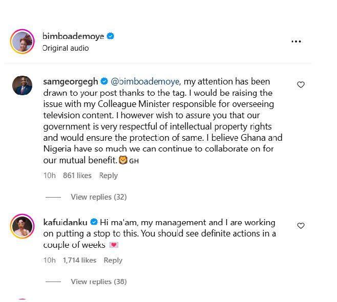 Sam George and Kafui Danku respond to Bimbo Ademoye's copyright violation claims