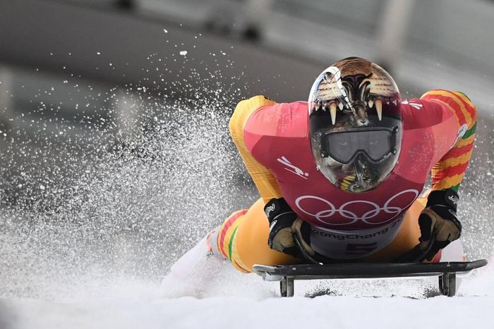 Akwasi Frimpong may be out of medal contention, but he sure had the best helmet