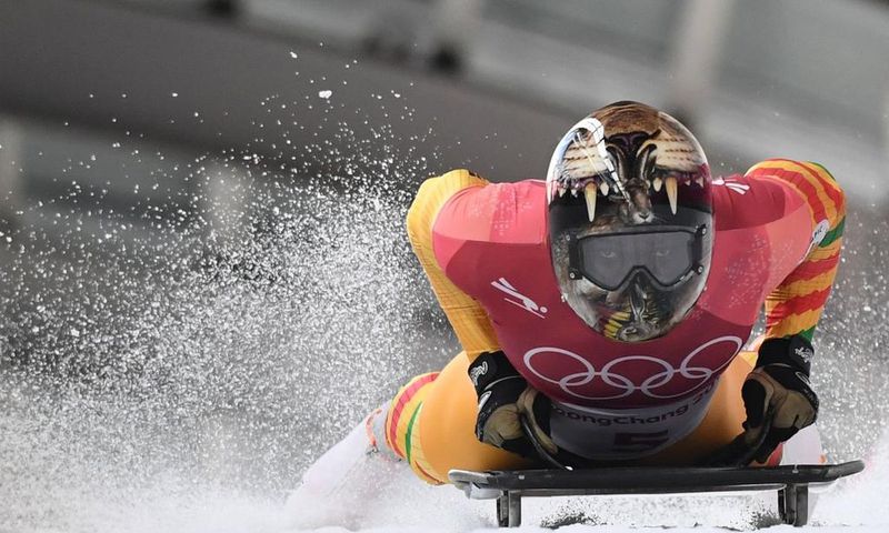 Akwasi Frimpong may be out of medal contention, but he sure had the best helmet
