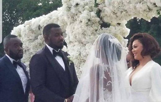 Photos: Stars gather at John Dumelo’s colourful white wedding