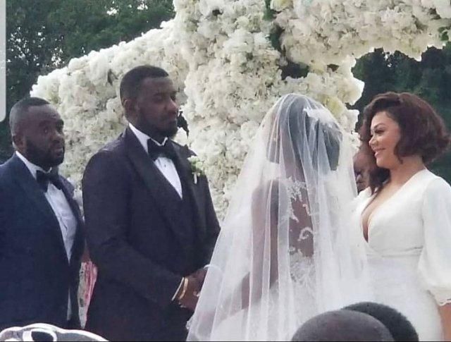 Photos: Stars gather at John Dumelo’s colourful white wedding