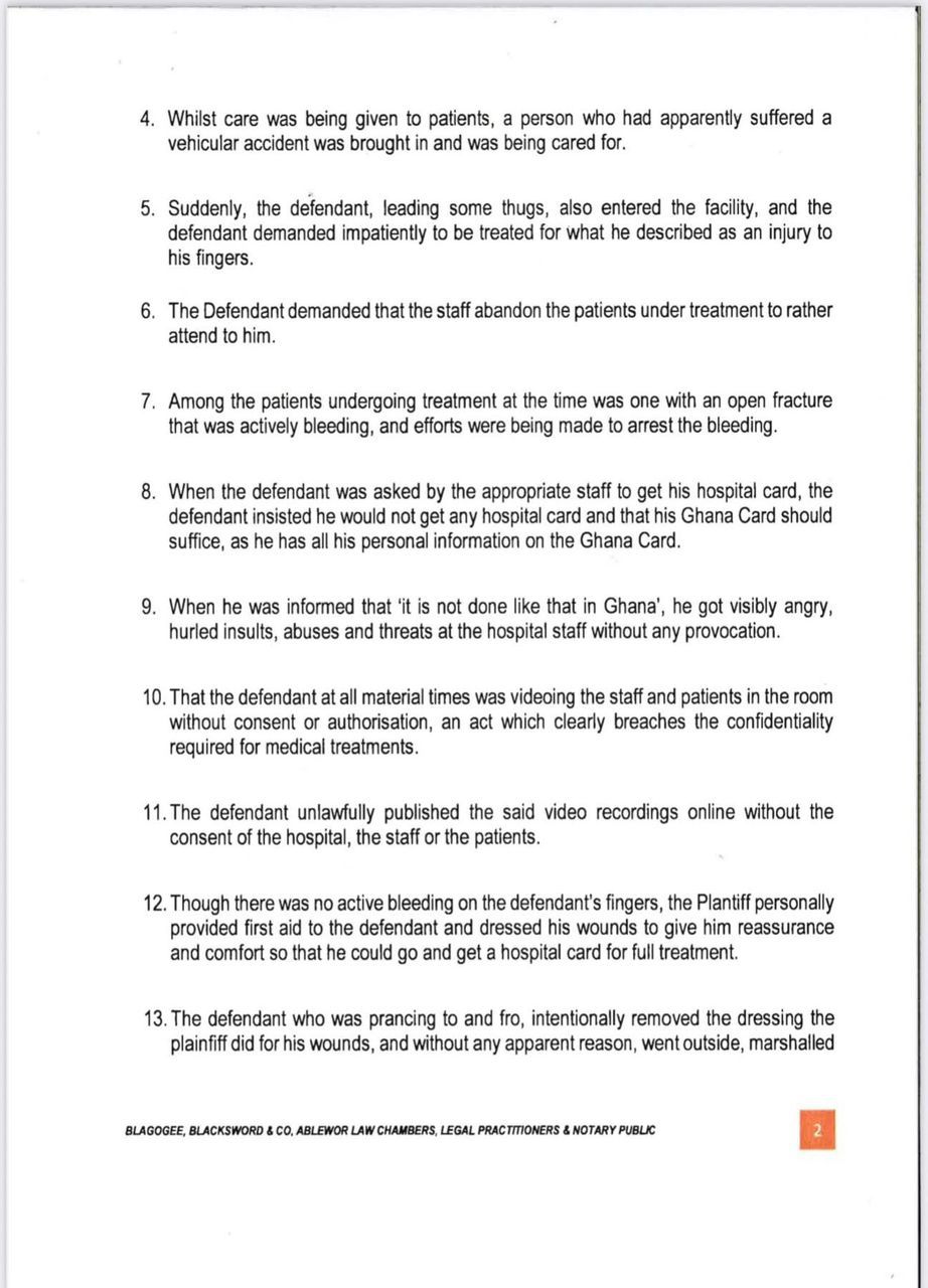 Ridge Hospital nurse sues Ralph De Fellow Ghanaian for GHC7M over assault & defamation
