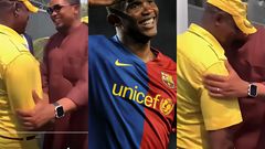 Video: Emotional moment Samuel Eto’o reunited with former teammate now turned security guard