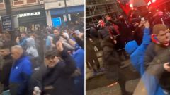Manchester United and Rangers fans clash