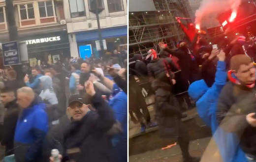 Manchester United and Rangers fans clash