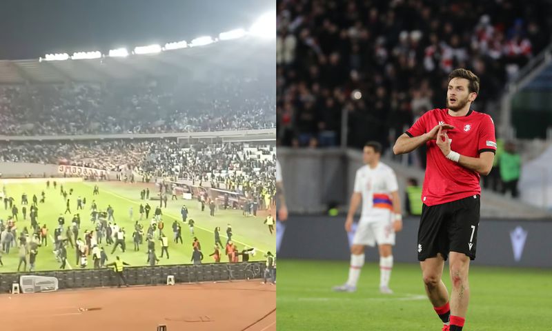 Chaos erupts as fans clash and storm pitch in Georgia vs Armenia showdown