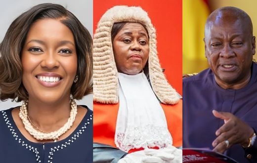 Efua Ghartey, Justice Gertrude Esaaba Sackey Torkornoo and President John Mahama