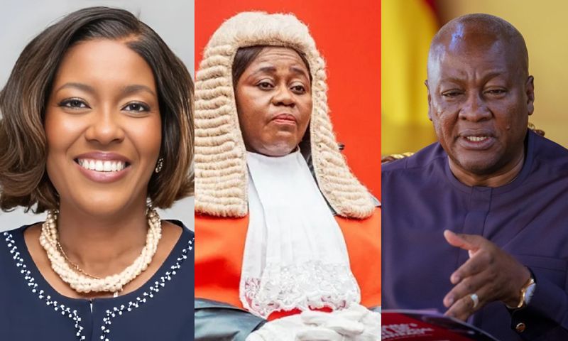 Efua Ghartey, Justice Gertrude Esaaba Sackey Torkornoo and President John Mahama