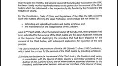 Rule of law must prevail - GBA breaks silence on Chief Justice’s suspension