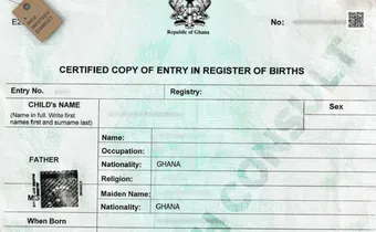 Birth certificate sample