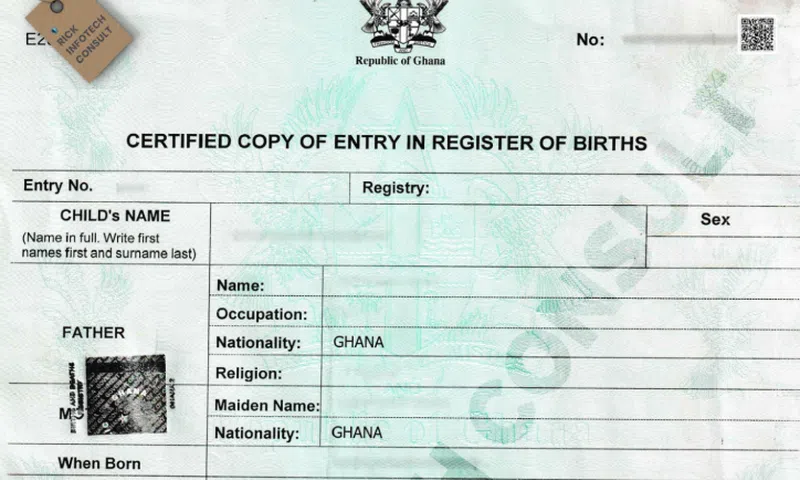 Birth certificate sample