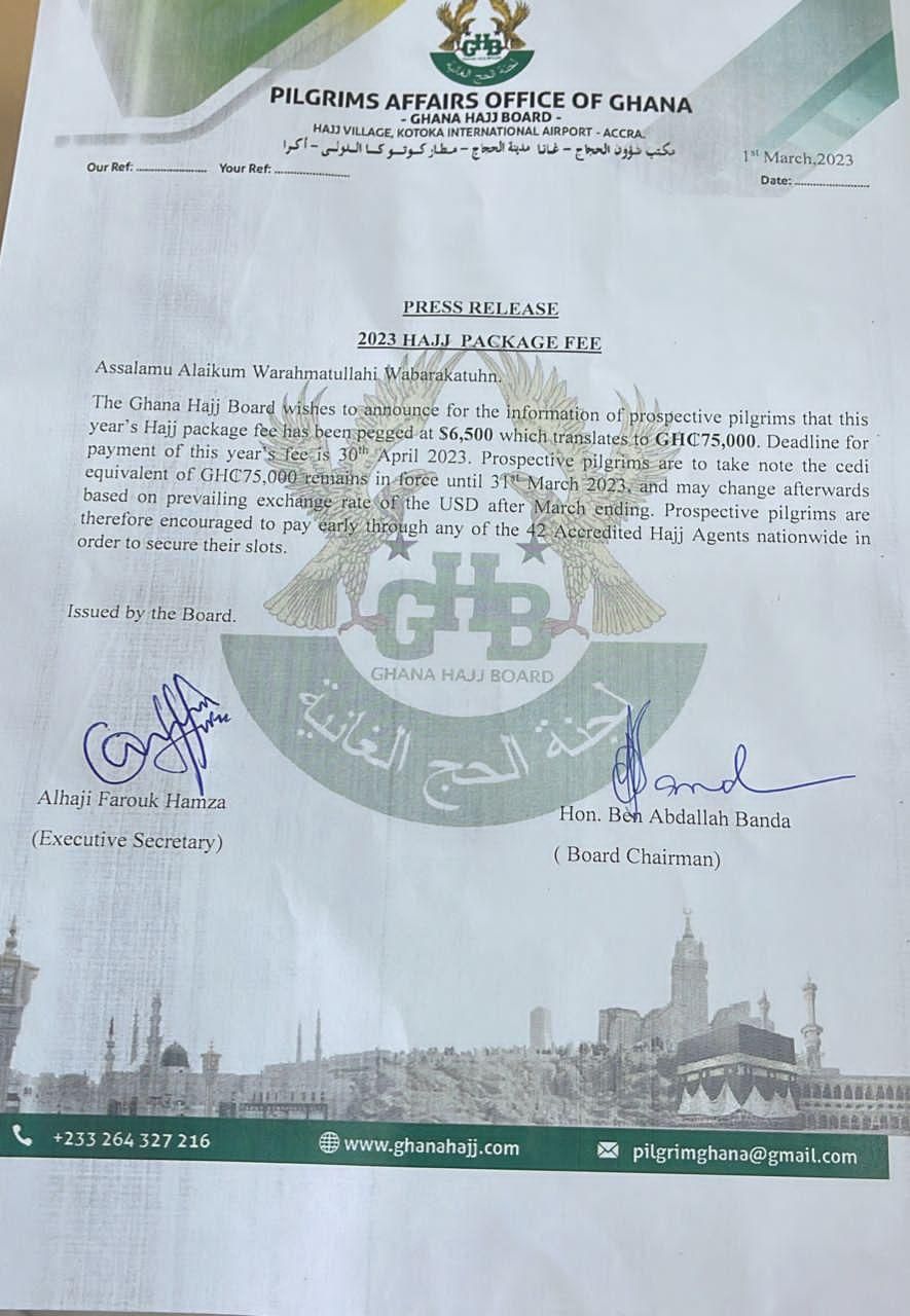 Ghana Hajj Board statement.