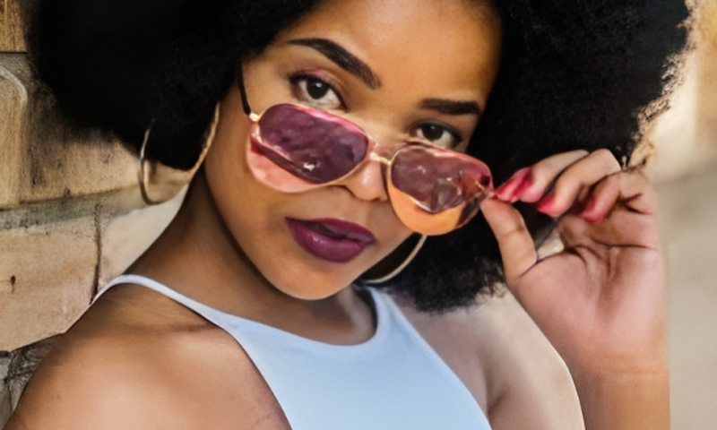 A woman wearing trendy glasses