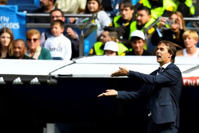 Real Madrid coach Julen Lopetegui barking instructions, but to no avail as the Spanish league giants fall to a humiliating 2-1 home defeat to Levante.