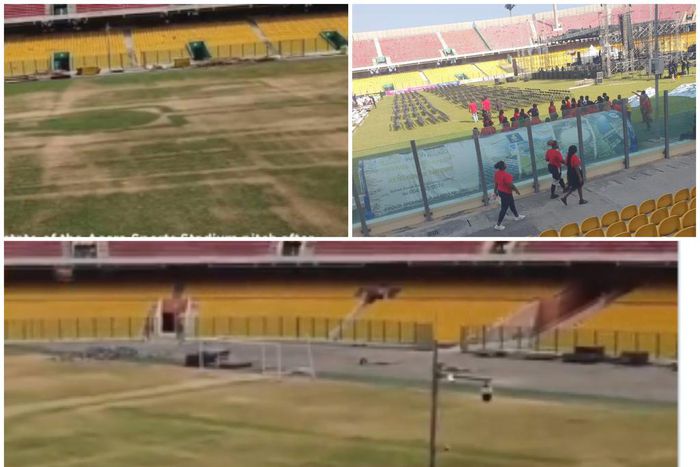See current state of Accra Sports Stadium pitch after hosting BHIM concert (video)