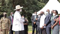 President Yoweri Museveni arriving for the launch of the 2024 population census results