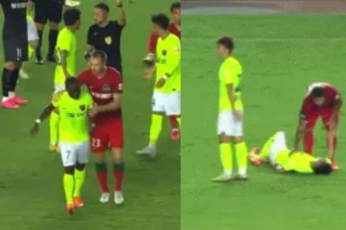 Frank Acheampong sent off for punching opponent over racist abuse (Video)