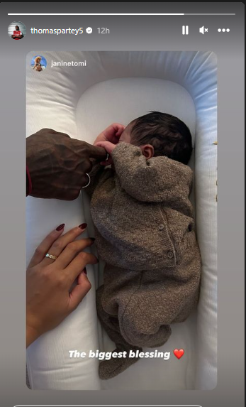 Thomas Partey and girlfriend Janine Mackson welcome baby girl