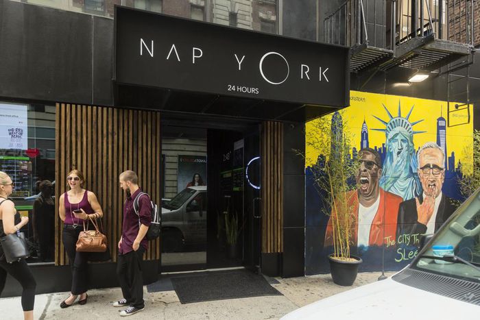 Located in Manhattan's bustling Midtown neighborhood, Nap York calls itself "your 24/7 oasis in the middle of the Concrete Jungle." When I got there, I tried to peer in the windows, but they were obscured by dark curtains.