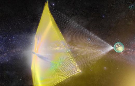 starshot spacecraft light sail laser beam earth space alpha centauri breakthrough foundation