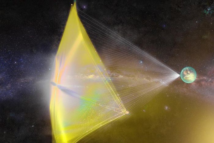 starshot spacecraft light sail laser beam earth space alpha centauri breakthrough foundation