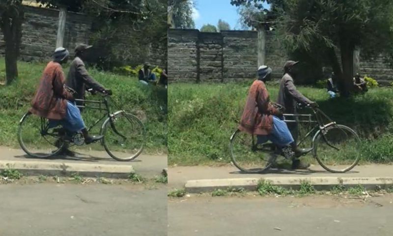 Elderly man taking his sick wife to the hospital on a bicycle sparks reactions