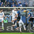 Atalanta's Gianluca Mancini (shirt number 23) scores his third goal in three games in his side's 4-1 victory over Inter Milan