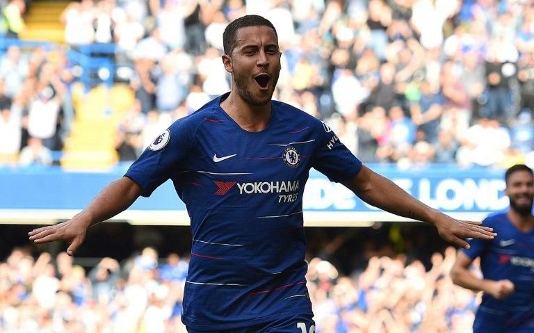 Hat-trick hero: Eden Hazard led Chelsea to the top of the Premier League