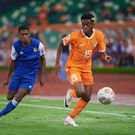 Simon Adingra in action for the Ivory Coast