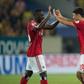 Hamburg forward Hwang Hee-chan (R) celebrates after his goal sealed a 1-0 win at Dresden