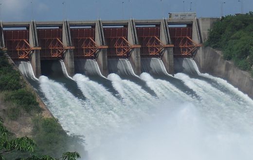 Akosombo Dam is spilling water, Ghana
