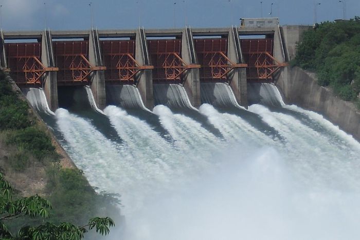 Akosombo Dam is spilling water, Ghana