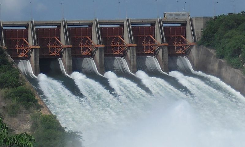 Akosombo Dam is spilling water, Ghana