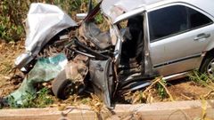 Pastor Richard Obeng's mangled car