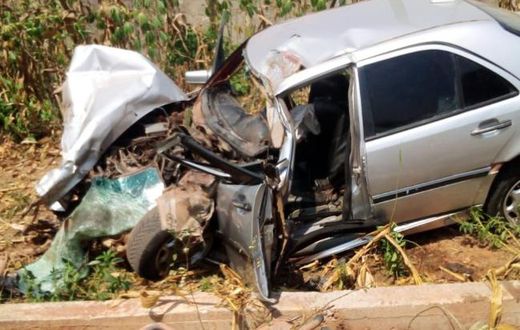 Pastor Richard Obeng's mangled car