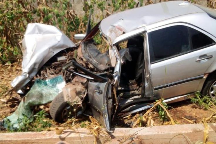 Pastor Richard Obeng's mangled car