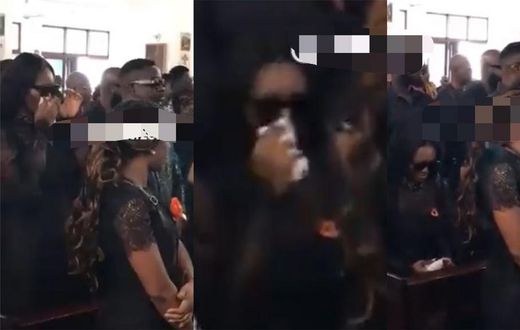 Tracy Sarkcess breaks down at the funeral of Sarkodie's lawyer, Mama C (VIDEO)