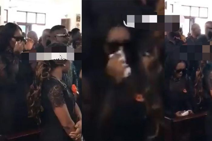 Tracy Sarkcess breaks down at the funeral of Sarkodie's lawyer, Mama C (VIDEO)