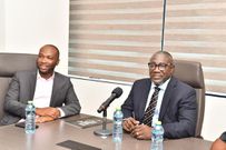 Mr Richard Adjie, Kasapreko's Managing Director (left) and Mr. Daniel Addo, CBG's Managing Director (right)